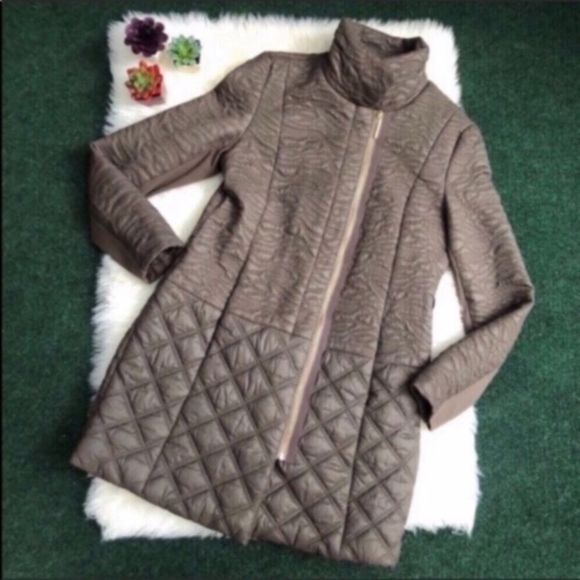 Tahari Embroidered Long Puffer Coat - Picture 5 of 16